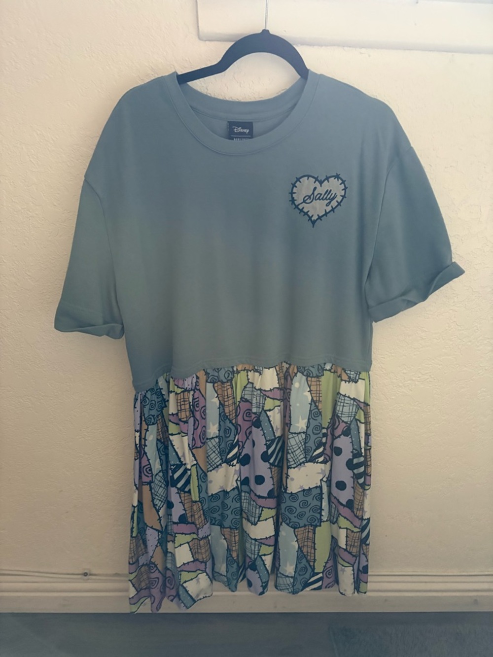Disney Mini Dress in Teal with Pastel Patchwork Skirt